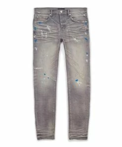 Purple Brand Low Rise Skinny Jean - Grey Dirty Destroy