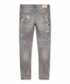Purple Brand Low Rise Skinny Jean - Grey Dirty Destroy